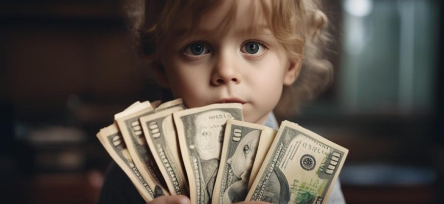 ребенок держит деньги