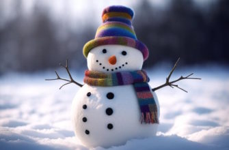 Снеговик в шапочке и шарфике