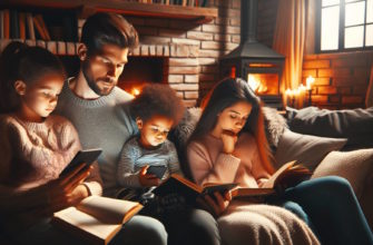 Семья читает книги